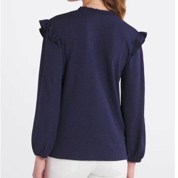 Kaileigh (S) Lev Ruffle Detail Knit Top - Stitch Fix V-Neck Button Front - Picture 6 of 13